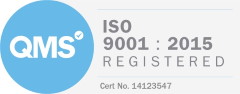 QMS ISO 9001:2015 Registered Cert No. 14123547